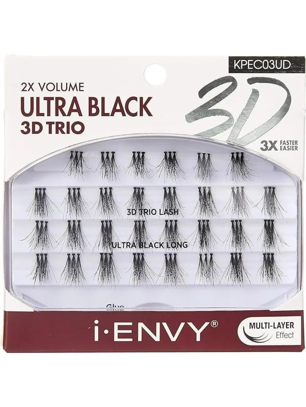 Ultra Black 3D Trio Individual Lash Extensions Long Double Volume 2-Pack New